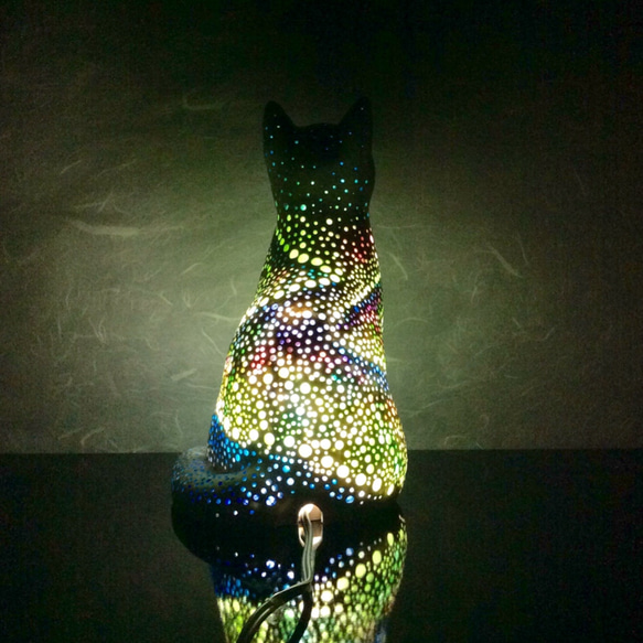 猫型ランプシェード(オーロラ) 8枚目の画像