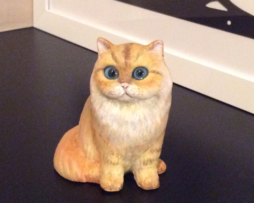 陶器製  チンチラ？ペルシャ？ヒマラヤン？猫の置物 約36センチ moatside_m-neko-persia