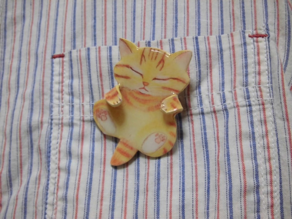 袖珍貓胸針Bakusuicha虎貓（3） 第4張的照片