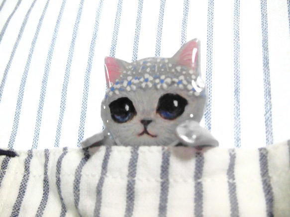 袖珍貓胸針俄羅斯藍小貓 第2張的照片