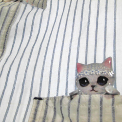ポケット猫ブローチ　ロシアンブルーの子猫　 3枚目の画像