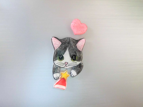 聖誕貓磁鐵（黑色和白色的貓Hachiware三件套） 第2張的照片