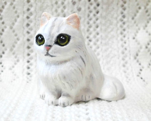 陶器製 チンチラ？ペルシャ？ヒマラヤン？猫の置物 約36センチ