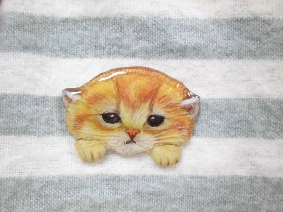 ポケット猫ブローチ　赤ちゃん猫 Ⅱ（茶トラ） 2枚目の画像