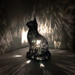 黒猫ランプシェード (星空） 4枚目の画像