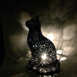 黒猫ランプシェード (星空） スタンドライト・テーブルランプ 猫ハウス