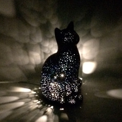 黒猫ランプシェード (星空） 2枚目の画像
