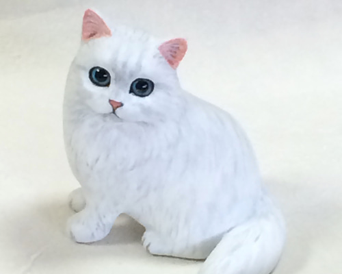 陶器製 チンチラ？ペルシャ？ヒマラヤン？猫の置物 約36センチ