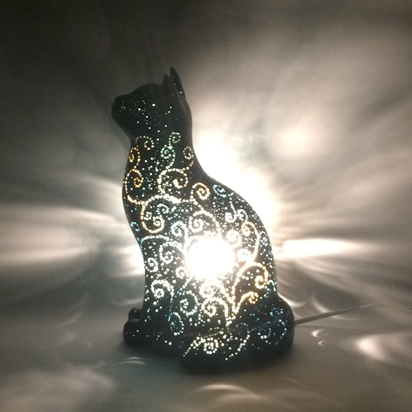 星空の黒猫ランプシェード スタンドライト・テーブルランプ 猫ハウス