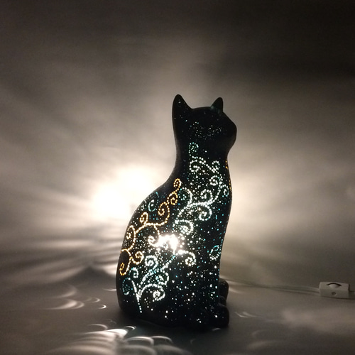 星空の黒猫ランプシェード スタンドライト・テーブルランプ 猫ハウス
