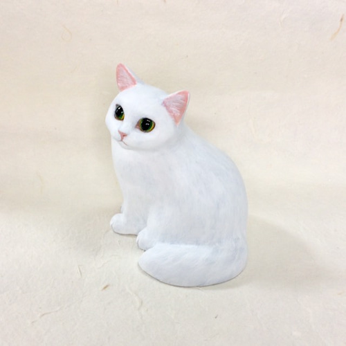 絵画 猫 ねこ 白い猫 アクリル画 立体アート 猫の絵 猫の置物 cat art 手描き ポップアート 猫の絵画 アクリル画 【 福招き白猫
