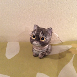 マシュマロ子猫 (メインクーン)　石粉粘土の置物 3枚目の画像