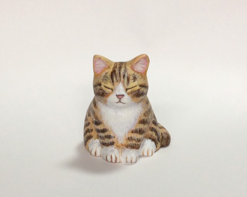 No1762アクリル画キジトラ猫 か黒