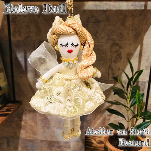 ルルベちゃん】「Jewel fairy」ホワイト×ゴールド バッグチャーム 
