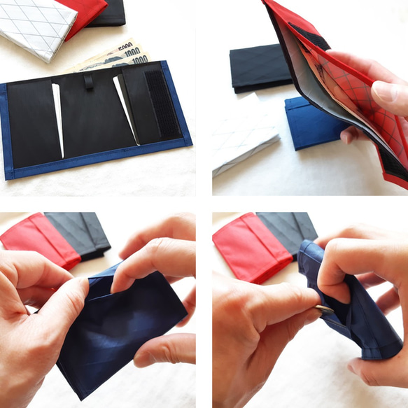 小さくて薄くて軽いお財布 Black 黒色 ブラック色 防水生地 X-PAC 三つ折り ミニマム シンプル カードケース 7枚目の画像
