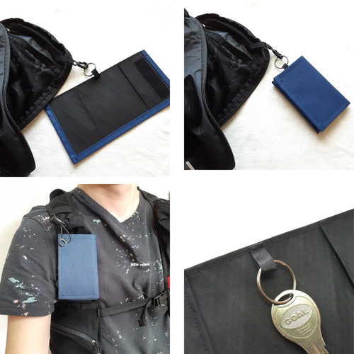 小さくて薄くて軽いお財布 Black 黒色 ブラック色 防水生地 X-PAC 三