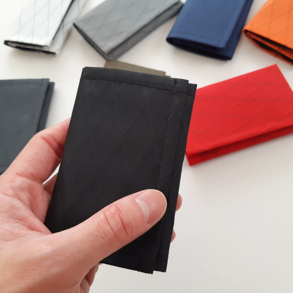小さくて薄くて軽いお財布 Black 黒色 ブラック色 防水生地 X-PAC 三つ折り ミニマム シンプル カードケース 9枚目の画像