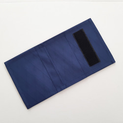 小さくて薄くて軽いお財布 Blue 青色 ブルー色 防水生地 X-PAC 三つ折り ミニマム シンプル カードケース 4枚目の画像