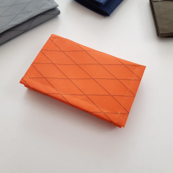 小さくて薄くて軽いお財布 Orange オレンジ色 防水生地 X-PAC 三つ折り