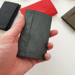 小さくて薄くて軽いお財布 Carbon カーボン 炭色 防水生地 X-PAC 三つ折り ミニマム シンプル カード パス 10枚目の画像