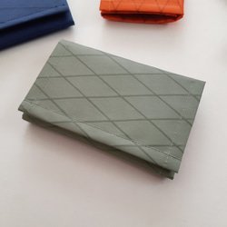 小さくて薄くて軽いお財布 Rhino サイ色 防水生地 X-PAC 三つ折り ミニマム シンプル カード パスケース 1枚目の画像