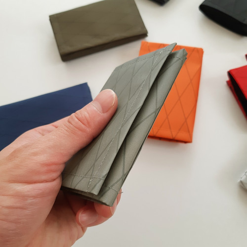 小さくて薄くて軽いお財布 Rhino サイ色 防水生地 X-PAC 三つ折り