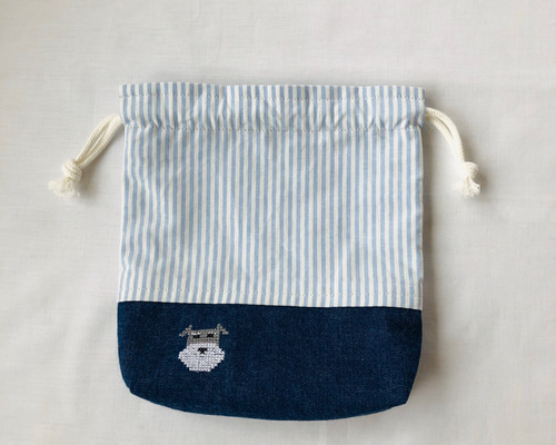 巾着袋 犬の刺繍(ミニチュアシュナウザー) ポーチ you 通販