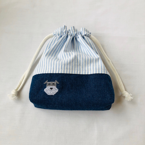 巾着袋 犬の刺繍(ミニチュアシュナウザー) ポーチ you 通販