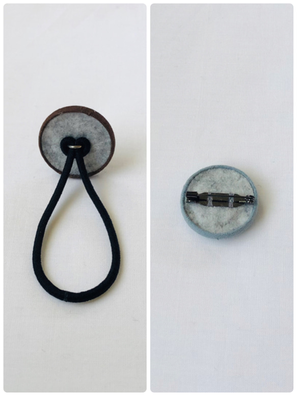 くるみボタン　ブローチ・ヘアゴム　　　　　　　　　　　(テリア・ミニチュアシュナウザー・トイプードル刺繍) 7枚目の画像