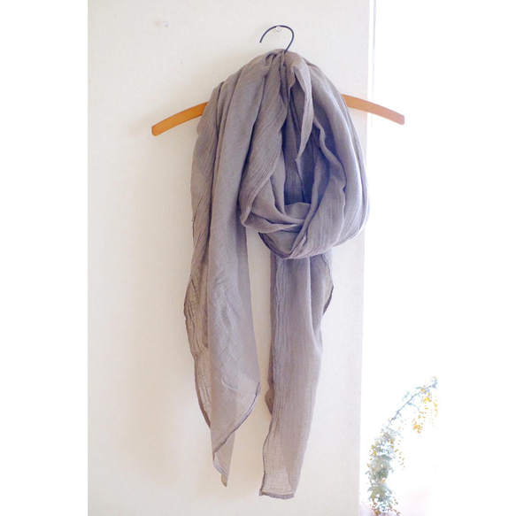 いがぐり染め＊大判コットンガーゼストール⭐︎草木染め⭐︎ ストール