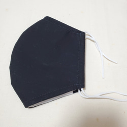 シンプル無地黒、３層立体マスク フィルターポケット付き 2枚目の画像