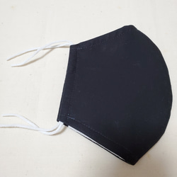 シンプル無地黒、３層立体マスク フィルターポケット付き 3枚目の画像