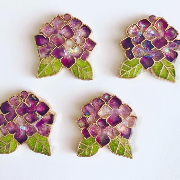 紫陽花の帯留め 2枚目の画像