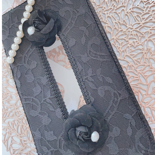 ティッシュケース♡黒レース&カメリア ティッシュケース M&R 通販 