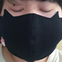 【夏マスク対応】黒猫ちゃんマスク◆レディースサイズ 2枚目の画像