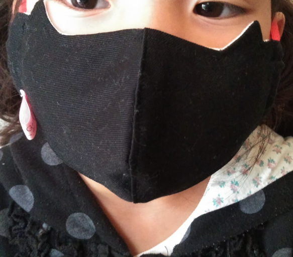 【Creema限定】黒猫ちゃんマスクセット(キッズサイズ＆大人サイズ) 2枚目の画像