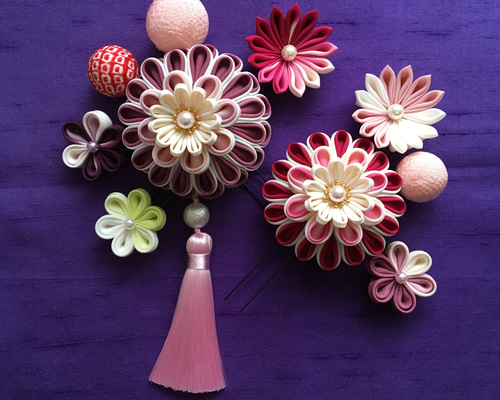 玉かんざし 和玉かんざし 和玉髪飾り つまみ細工 成人式髪飾り 卒業式髪飾り 成人式 つまみ細工 髪飾り 玉かんざし 赤色 グリーン ピンク ゴールド