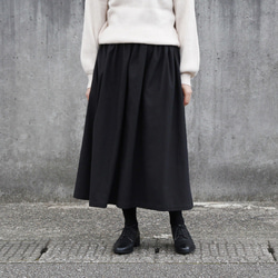 即納】 播州織 綿麻 ロングスカート（ 千鳥格子 ）リネン 麻 灰 グレー