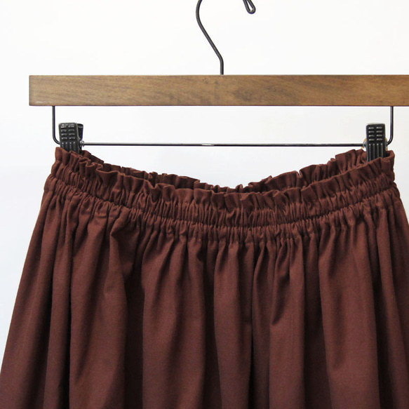 ●【オーダー品・ポケット付き！】シックで柔らかな着心地 コットンビエラのスカート｜チョコレートブラウン 7枚目の画像