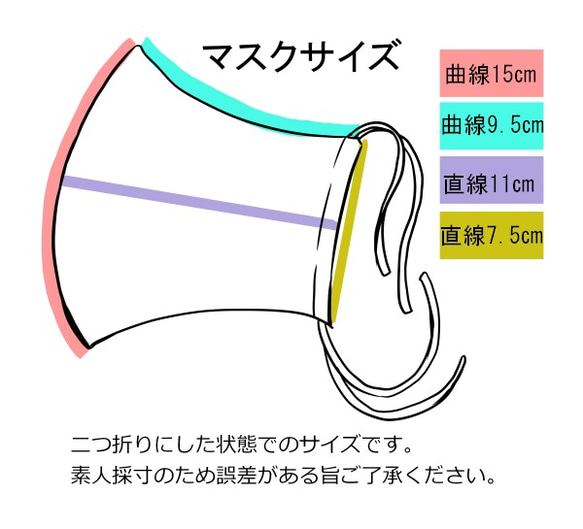 【立体布マスク】モスグリーン麻＋花レース＋パールビーズ【二層構造】 5枚目の画像