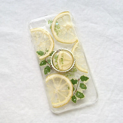 甘酸っぱいレモンの押し花iphoneケース/押し花ケース（スマホリング付き） 3枚目の画像