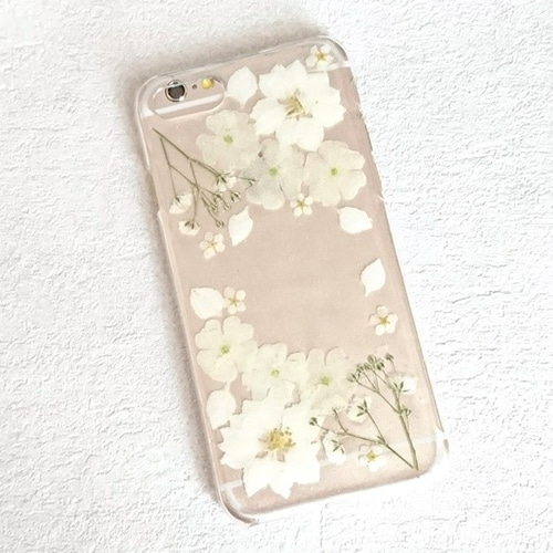 ひーちゃんページ★押し花ケース 桜 スマホケース人気押し花ケースiPhone15/16pro/14plus /11