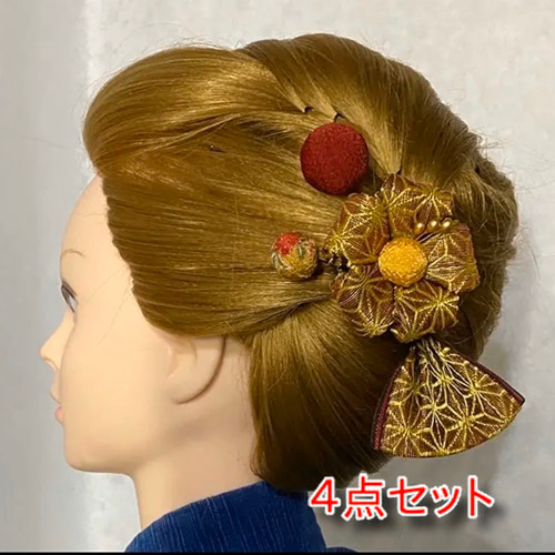 髪飾り 和風 e6 花飾り 4点セット 畳ヘリ 畳へり 畳縁 その他ヘア