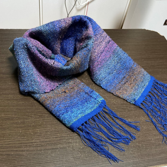 野呂英作　自然の世界　カールモヘア使用　マフラーショール　ハンドメイド 送料無料】野呂 英作 毛糸使用 ストールみたいなマフラー マフラー