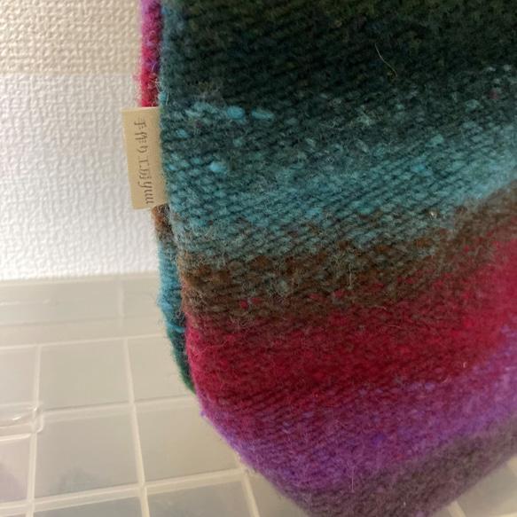 野呂英作毛糸　使用　手織トートバック 3枚目の画像