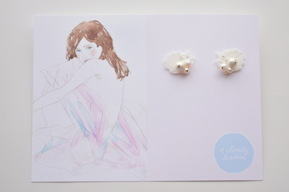 WHITE SHELL PEARL PIERCE WHITE 3枚目の画像