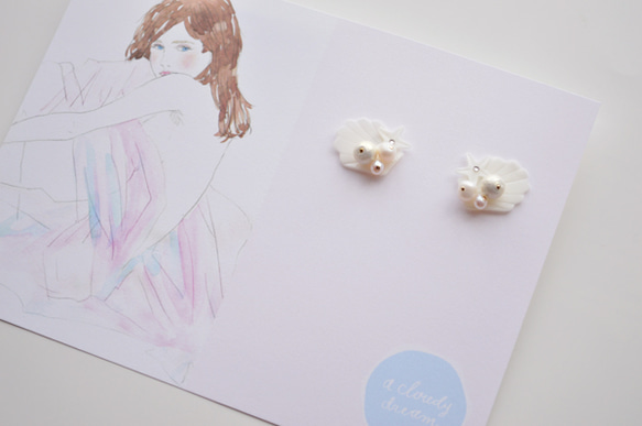 WHITE SHELL PEARL PIERCE WHITE 4枚目の画像