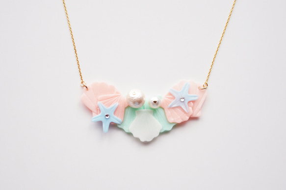 SEASIDE NECKLACE BUNCH MINT/PEACH 1枚目の画像