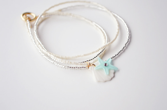 SHELL BRACELET MINT/WHITE 2枚目の画像