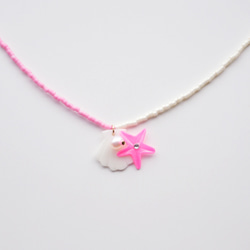 SHELL BEADS NECKLACE WHITE/VIVID PINK 2枚目の画像